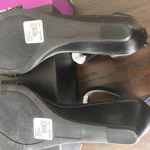 NWT Lane Bryant Strappy Black Wedge Sandals Size 8W - Picture 8 of 9